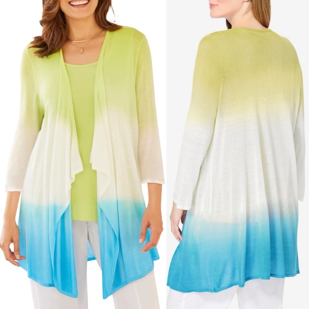 Woman Within Plus Size Ombrè Open Front Cardigan Sweater Sz 22/24
